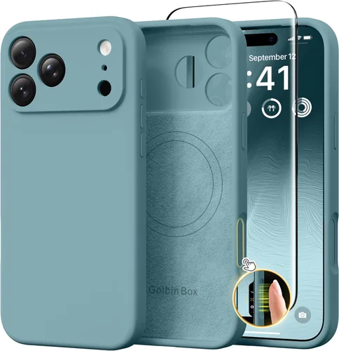 Vista 77 de GolbinBox Funda magnética para iPhone 17, compatible con MagSafe, cubierta de silicona integrada para control de cámara, funda de silicona líquida a