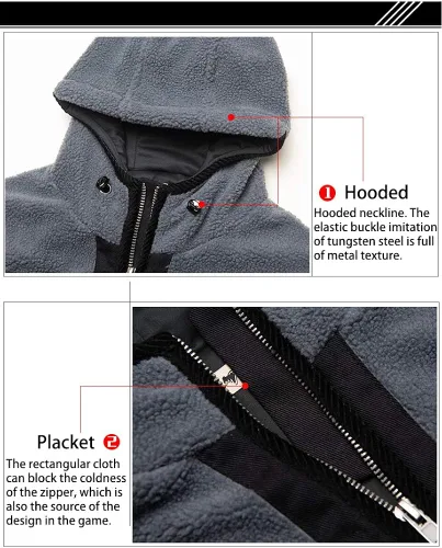Vista 5 de jiazery QZ Mens Cosplay Jacket, Ghost Battle Suit Warm Fleece Hoodie TF 141 Team Uniform with 2 Armbands and 1 Face Scarf