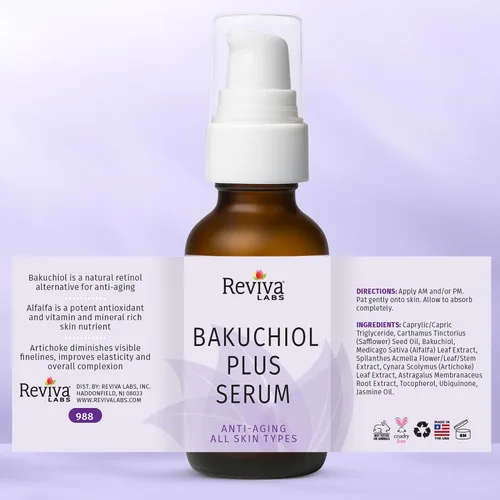 Vista 7 de Reviva Labs Suero Bakuchiol – Suero alternativo al retinol natural para la cara con alfalfa y extracto de alcachofa – Fórmula vegana hidratante