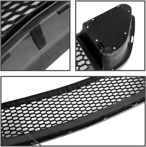 Vista 8 de G-PLUS Parachoques delantero de malla superior del capó parrilla con luces LED DRL de ventilación compatibles con Ford Mustang 2015-2017