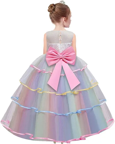 Vista 3 de MYRISAM Unicorn Costume Princess Birthday Bowknot Long Tulle Fancy Dress Pageant Christmas Party Halloween Carnival Outfits