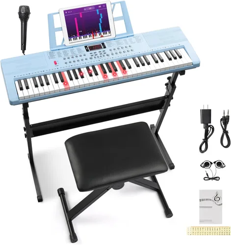 Vista 13 de Ktaxon Teclado eléctrico de piano de 61 teclas con teclas iluminadas Negro