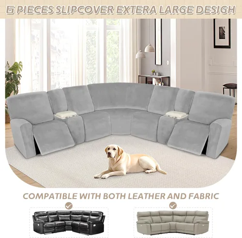 Vista 590 de Arfntevss Fundas de sofá seccional reclinable de terciopelo, Funda de sofá seccional de esquina para sofá reclinable, Funda elástica suave