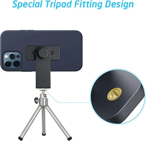 Vista 6 de Soporte magnético para trípode para teléfono compatible con dispositivos iPhone y Android