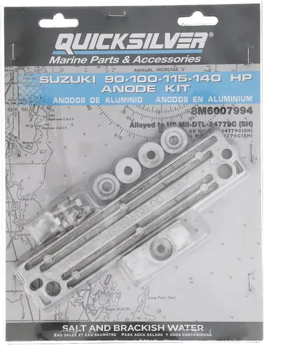Vista 4 de Quicksilver 8M6007994 Kit de ánodos de aluminio para fueraborda Suzuki 90-140 HP