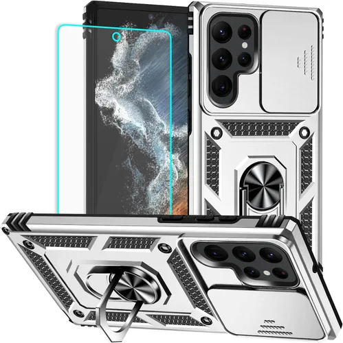 Vista 9 de Funda para Samsung Galaxy S22 Ultra con protector de pantalla: [grado militar de 20 pies a prueba de caídas] anillo a prueba de golpes para Samsung
