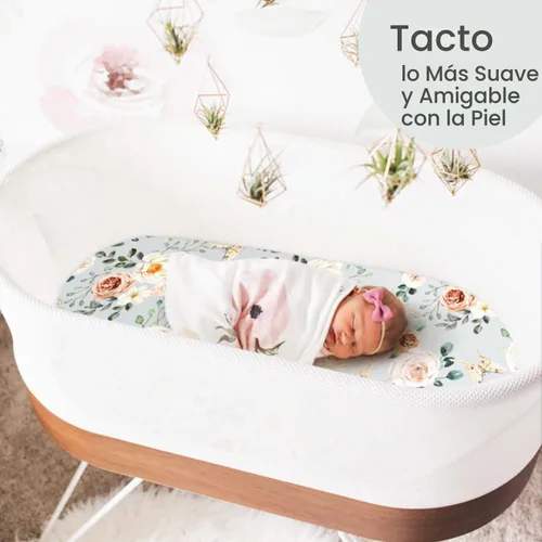 Vista 4 de GRSSDER Juego de 2 sábanas elásticas ultra suaves para cuna, ajuste universal para cuna de bebé, colchón rectangular ovalado, flores y frutas