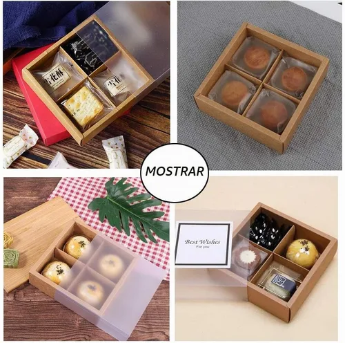 Vista 4 de 15 Paquetes de Cajas para Cupcakes con Insertos y Ventanas de Exhibición, Cajas de Regalo de Papel Kraft Marrón para Dulces, Contenedores