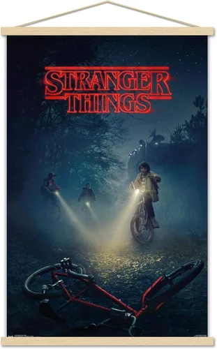 Vista 16 de Trends International Netflix Stranger Things - Póster de pared de bicicletas, 14.725 x 22.375 pulgadas, versión enmarcada de madera de granero
