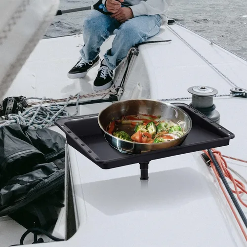 Vista 6 de Mesa de corte para bote de Lenwen para mesa de cebo de bote, tabla de limpieza de peces y filete, mesa de corte de cebo montada con soporte