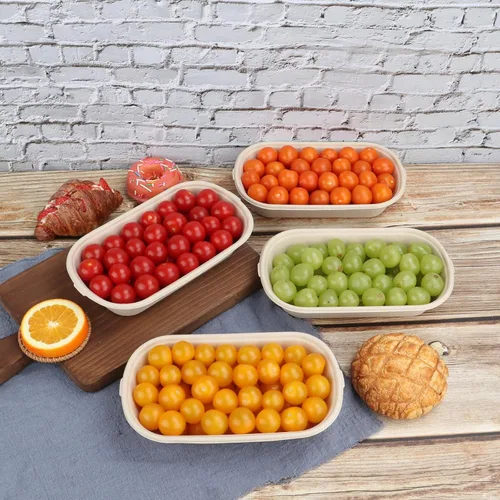 Vista 3 de Cuencos desechables de 29 onzas con tapas, contenedores de fibra vegetal, paquete de 50