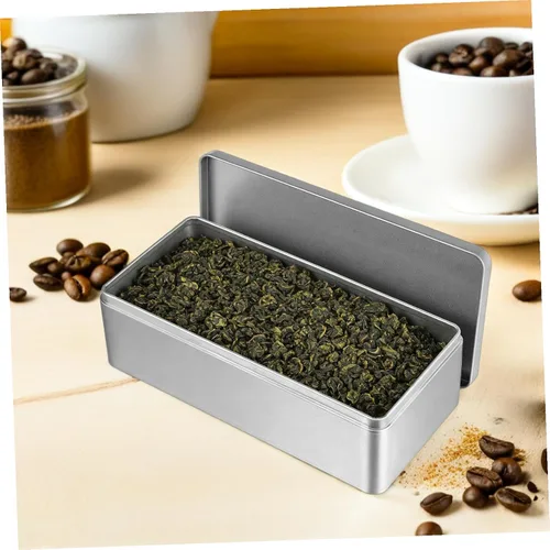 Vista 7 de Angoily Caja de lata vacía rectangular con tapa, caja de almacenamiento de hojalata rectangular para galletas, contenedor de lata de metal