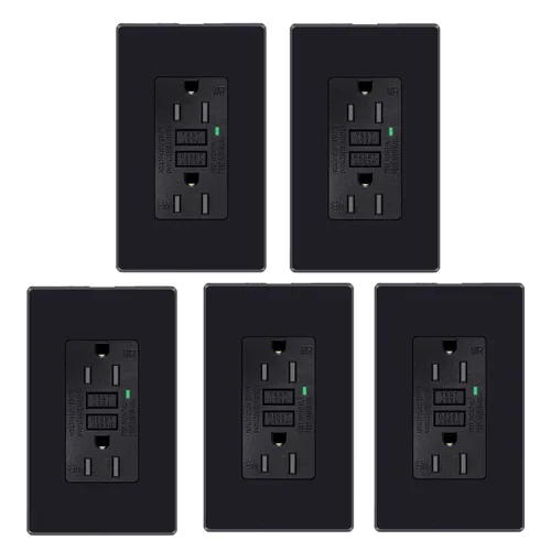 Vista 17 de 15 Amp GFCI Outlet with USB C Ports & USB-A, 1PCS 24W Self-Testing GFCI USB Combo with LED Indicator, Tamper Resistant for Kitchen & Bathroom