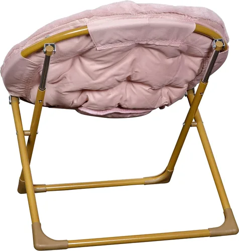Vista 8 de Flash Furniture Silla Mini Plegable y Acogedora Gwen para Niños - Silla Lunar de Pelo Sintético Color Rosa Claro - Estructura de Metal Dorado Suave