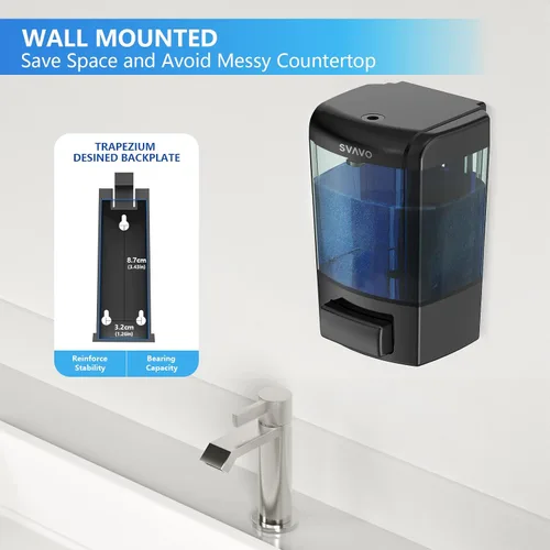 Vista 2 de SVAVO Dispensador de Jabón Montado en Pared Dispensador Manual de Jabón para Cocina y Baño Dispensador de Jabón de Mano Recargable para Contenedores
