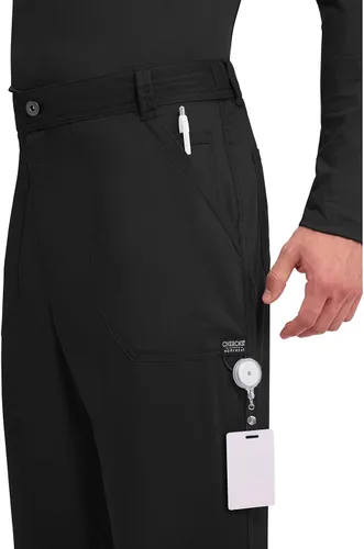 Vista 2 de Cherokee Mens Scrub Pants with Cargo Pockets, Two-Way Stretch Modern fit Button Closure with Inside Drawstring Pants - WW140