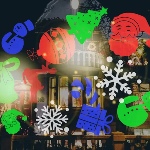 Vista 3 de Luces de proyector de Navidad, interior/exterior, 12 patrones, proyector LED de copo de nieve, decoraciones de Navidad para fiestas de Navidad
