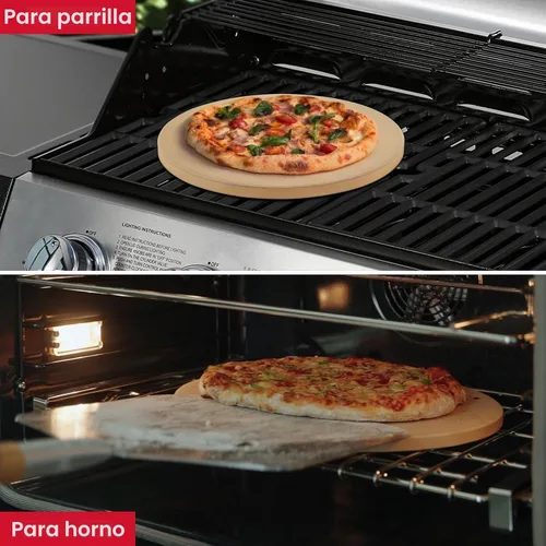 Vista 3 de UNICOOK - Piedra redonda para hornear pizza, 10", 12", 14", 15", 16", para horno y parrilla Even Heating and Consistent Heat Retention, Creates