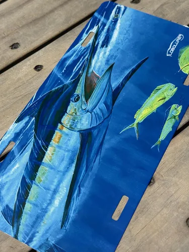 Vista 6 de Lobo Lures Blue Marlin Chasing Lure Mahi Mahi Big Game Sport Fishing Vanity Placa de matrícula frontal Fabricado en los Estados Unidos