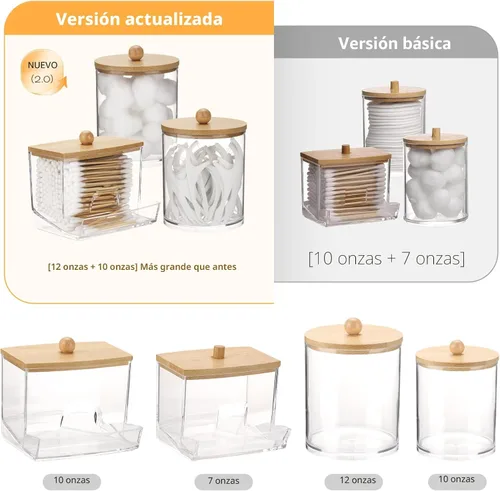 Vista 2 de Tbestmax Qtips - Contenedor dispensador de baño, soporte para bolas de algodón de 10/12 onzas, organizador de tarros de boticario