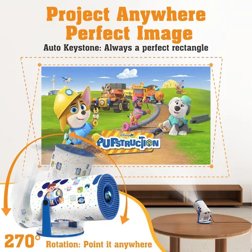 Vista 3 de Proyector de juguetes para niños con más de 275 juegos y TV integrada, mini proyector portátil con controlador inalámbrico, pantalla HD segura