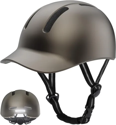 Vista 13 de Shinmax Casco de bicicleta – Casco de ciclismo ligero ajustable estilo gorra de béisbol con visera larga, tira reflectante, para viajes urbanos