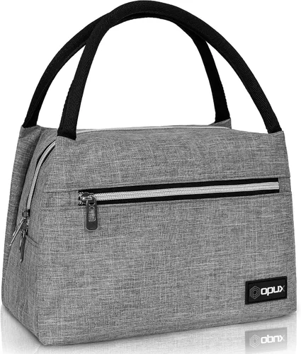 Vista 13 de opux Bolsa de almuerzo para mujer, lonchera aislada tipo tote para niñas, para el trabajo y la escuela de adultos, pequeña bolsa enfriadora