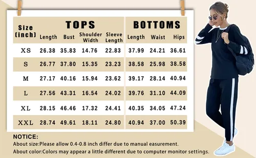 Vista 5 de Aloodor conjunto deportivo de 2piezas para mujer, con sudadera con cuello redondo, sin botones