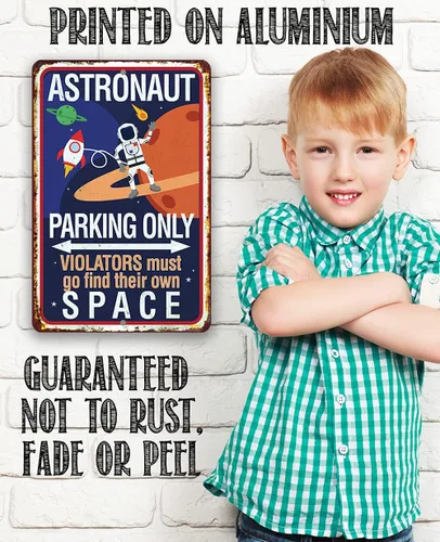 Vista 5 de Astronaut Parking Only - Decoración genial para sala de juegos y letrero de guardería, decoración de planeta para habitación de niños y niños