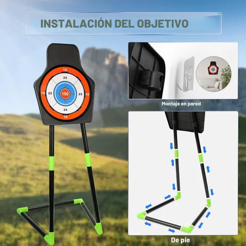 Vista 7 de Bow and Arrow Set for Kids, 2-Pack LED Light Up Archery Set for Boys Girls Azul y verde