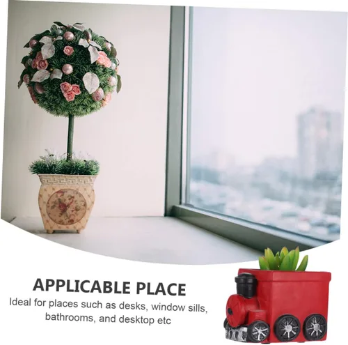 Vista 4 de Yardwe Maceta de escritorio de estilo minimalista, maceta de cactus para oficina, cocina, patio Rojo