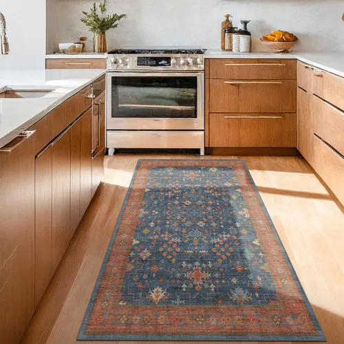 Vista 188 de Hazo Haus – Alfombra pequeña para entrada, cocina o baño, antideslizante con base de goma, resistente a las manchas y a la decoloración, diseño