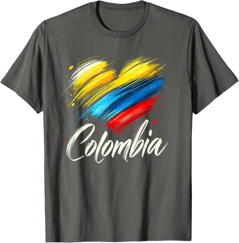 Vista 45 de Camiseta de orgullo colombiano con corazón de la bandera de Colombia