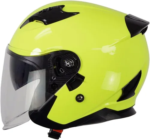 Vista 9 de Milwaukee Helmets MPH9823DOT 'Shift' - Casco de cara abierta 3/4 amarillo neón para hombres y mujeres con visera tintada desplegable