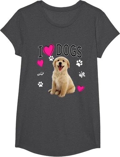 Vista 77 de Camiseta I Love Dogs - Camiseta Golden Labrador retriever, Azul Negro