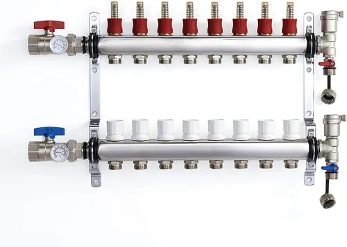 Vista 10 de PEX Colector Radiante Calefacción de Piso Set 3 Loop Sistema de Acero Inoxidable Calefacción Hidrónica Para 1/2 "Tubo de Barrera de Oxígeno