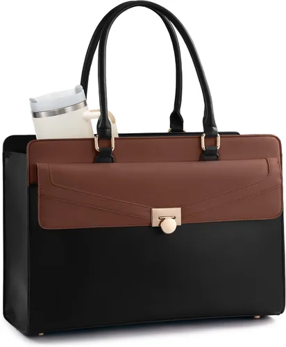 Vista 8 de LOVEVOOK Bolso de lona para laptop para mujer - Bolso de trabajo vintage de cuero PU, bolso de negocios para maestra resistente al agua