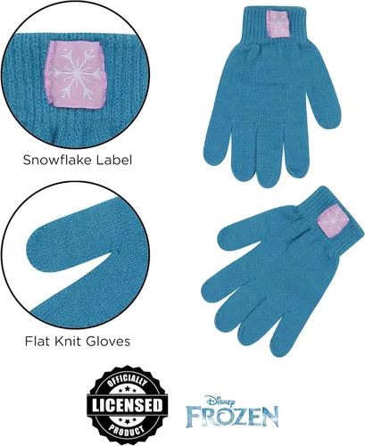 Vista 5 de Disney Conjunto de gorro de invierno y guantes para niñas, Elsa y Anna para edades de 4 a 7 años