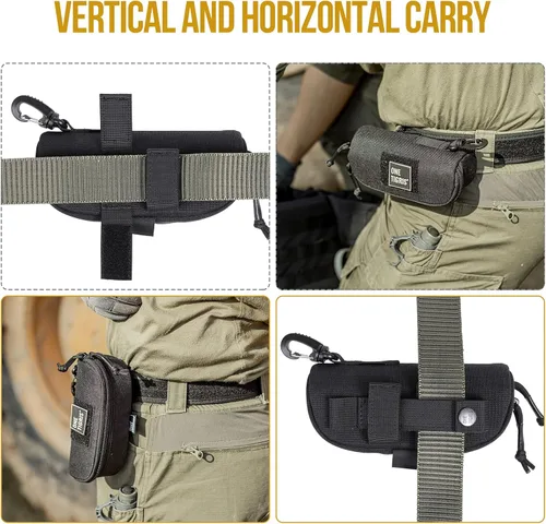 Vista 4 de OneTigris Estuche rígido para gafas de sol tácticas Molle con cremallera Estuche de transporte 1000D Nylon con clip