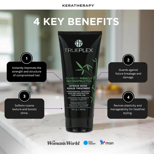 Vista 5 de KERATHERAPY Bamboo Miracle Reconstructor Bond Repair Tratamiento, 6 onzas, 6.0 fl oz – Protección térmica vegana y fortalecedor del cabello