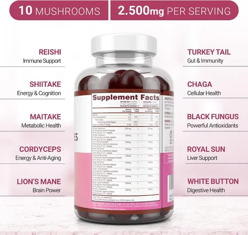 Vista 3 de Purify Life Paquete de gomitas de complejo de hongos y palma enana americana, apoyo inmunológico, suplementos de próstata de palma enana americana