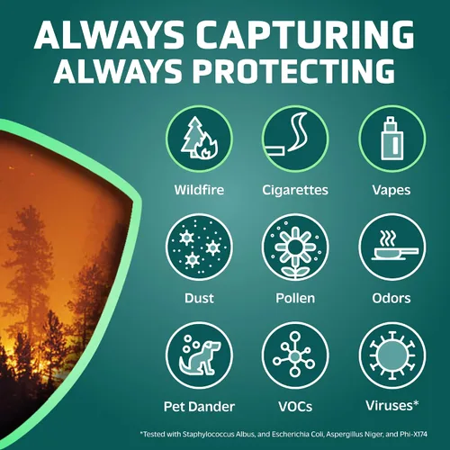 Vista 2 de GermGuardian Filtro de aire B de repuesto para purificador de aire HEPA de humo genuino, humo de incendios forestales, elimina el 99.97%