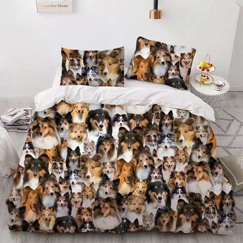 Vista 7 de Airedale Terrier - Juego de funda de edredón con estampado de cara de perro, juego de ropa de cama de 3 piezas, juego de funda de edredón suave