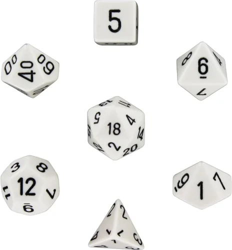 Vista 2 de Juego de dados opacos poliédricos de 7 troqueles - blanco con negro