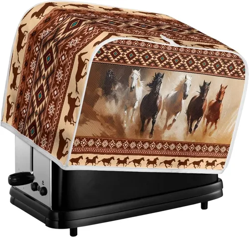 Vista 6 de Aztec Southwest Horse - Cubierta antipolvo para tostadora, marrón, negro; cubierta para electrodomésticos pequeños; protección de huellas dactilares