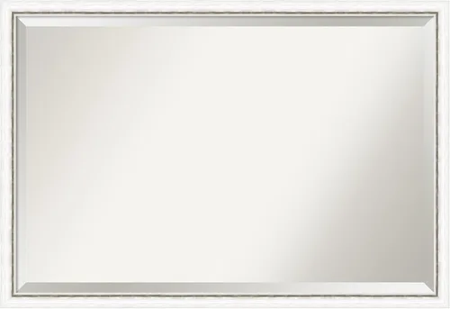 Vista 14 de Amanti Art - Espejo de baño blanco para sobre lavabo, espejo de tocador rectangular Morgan blanco azul de 22x18, marco de madera moderno pequeño, se