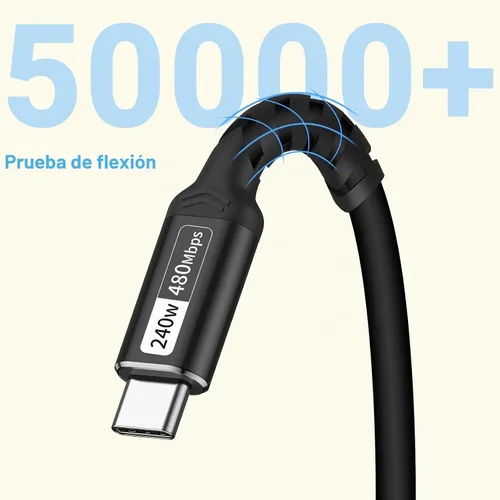 Vista 5 de Cable USB C a C corto (1 pie, 2 paquetes) Cable USB C de carga rápida