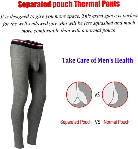 Vista 6 de Pantalones térmicos para hombre, pantalones térmicos largos con bolsa separada