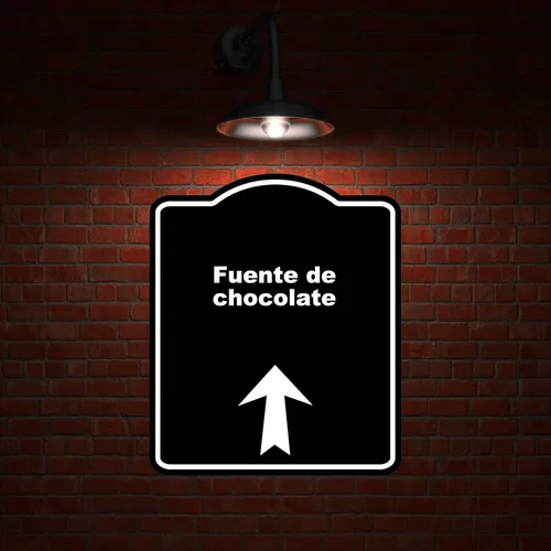 Vista 2 de Fuente de chocolate Spanish Black Sign Arrow Up Aluminum Composite Sign 8.5 x 10 inches
