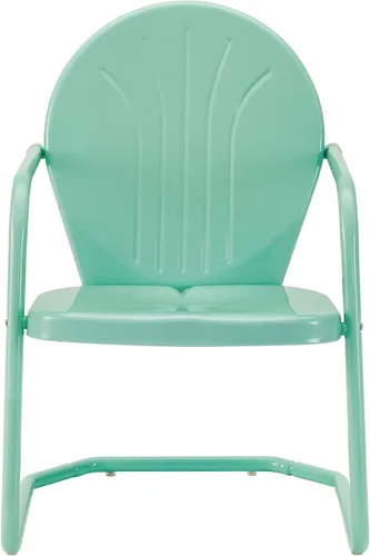 Vista 4 de Crosley Furniture Griffith - Juego de sillas y mesa auxiliar de 3 piezas, juego de mesa auxiliar de metal retro para porche, aguamarina